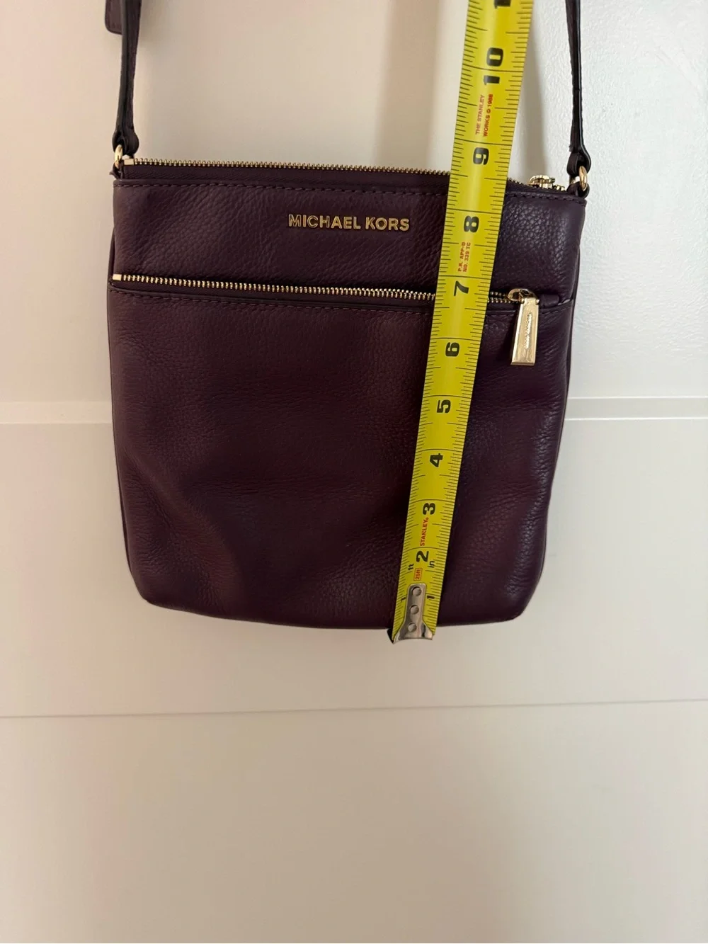 Michael Kors Plum Pebbled Leather Crossbody with Gold Hardware